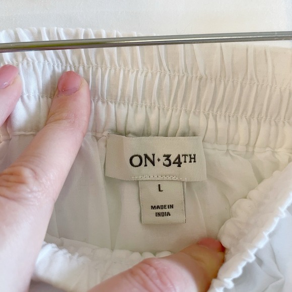 On 34th 100% Cotton White Bubbly Balloon Mini Skirt Large Stretch Waist Short - Picture 2 of 8